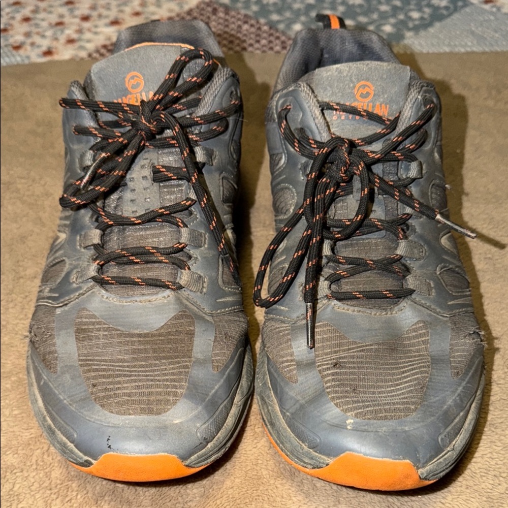 Magellan Men's Trail Running Sneakers - Gray with Orange Accents